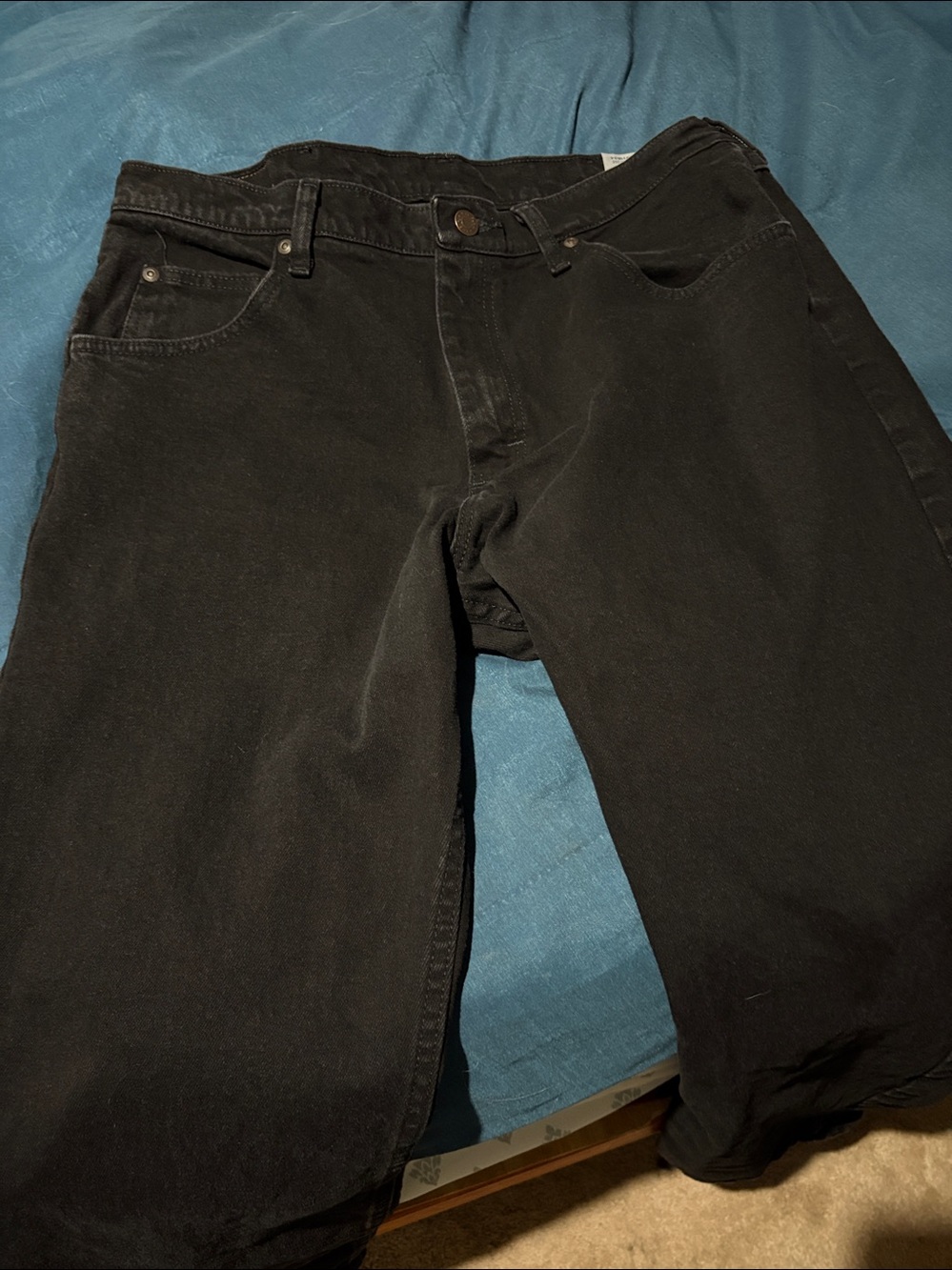 Wrangler Premium Quality Black Jeans Men's Straight Waist 34